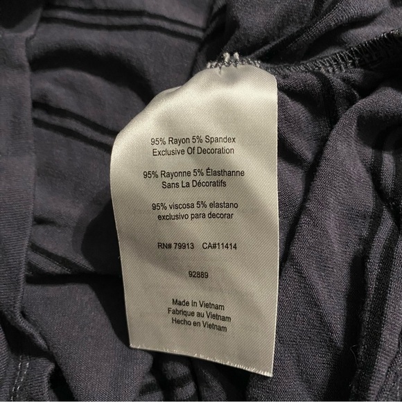 Jessica Simpson Blue Black Striped Ruched Cold Shoulder Top - Picture 7 of 7